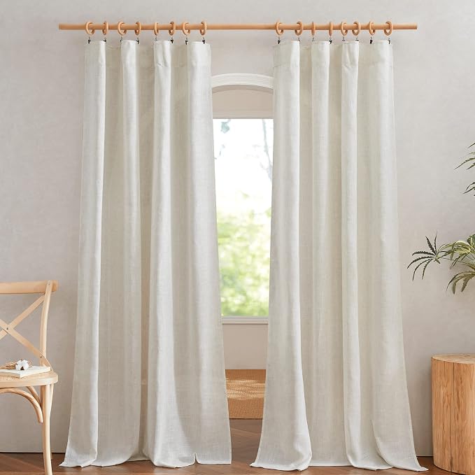 NICETOWN Linen Sheer Curtains for Living Room 108 inch Long, Rod Pocket & Back - Image 2