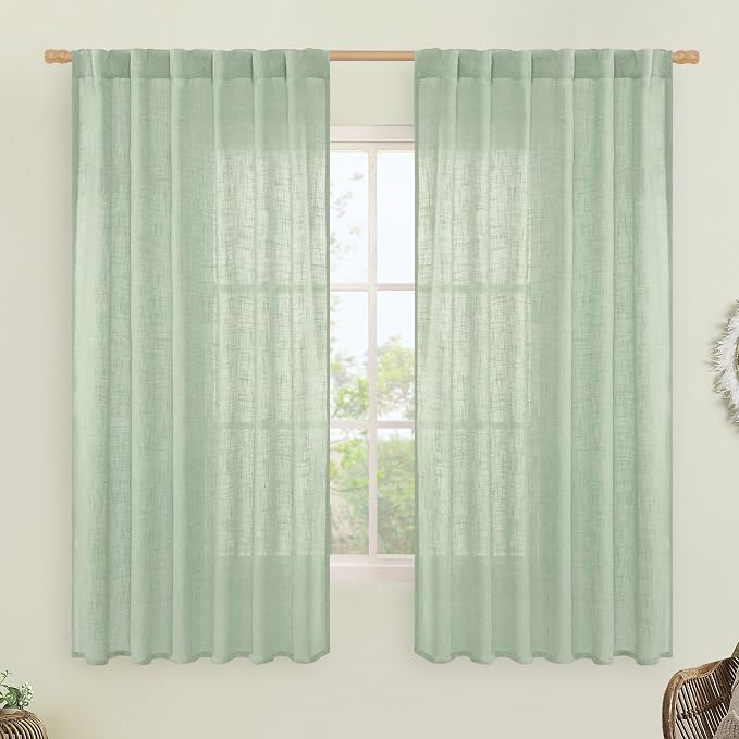 LAMIT Sheer Linen Curtains 63 Inch by LAMIT