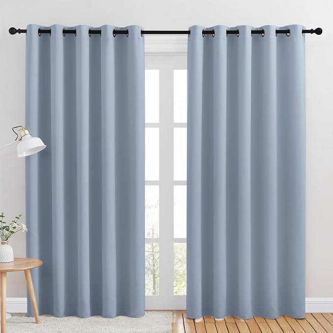 NICETOWN Room Darkening Draperies Window Curtain Panels, Vintage Blue, 2 Panels by NICETOWN