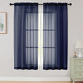 Sheer Navy Blue Curtains for Bedroom Living Room 63 Inch Length 2 Panels by WelvetBLK