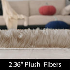 Latepis Light Brown Beige Living Room Rugs Faux Sheepskin Fur 5x7 Area Rugs - Image 2