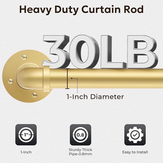 Zeerobee Curtain Rods for Windows 144 to 168, 1 Inch Industrial Wrap Around - Image 3