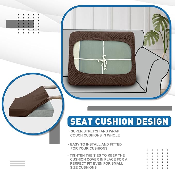 XINEAGE Large Couch Cushion Covers Seat Cushion Cover Thick Stretch Sofa - Image 6