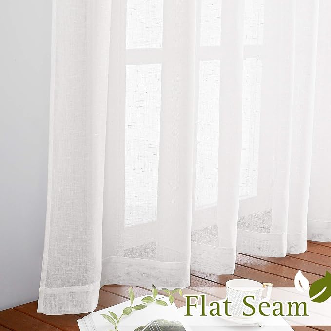NICETOWN 45 inch Curtains White Semi Sheer, Grommet Light Filtering Window - Image 6