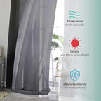 OWENIE Short Black Sheer Curtains 36 Inches 2 Panels Set - Image 2