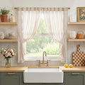 jinchan Belrose Linen Floral Cafe Curtains 45 Inch Length Embroidered Farmhouse by JINCHAN