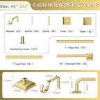 Gold Curtain Rods for Windows 66-152Inch Heavy Duty Wrap Around Blackout - Image 9