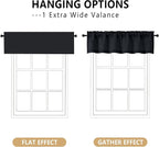 OVZME Black Valance for Windows, Light Filtering Faux Linen Textured Small - Image 3