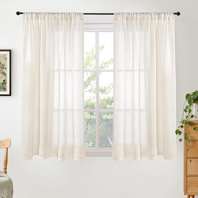 BGment 54 Inch Length Natural Linen Curtains by BGment