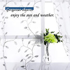 MRTREES Sheer Voile Curtain Valances, Leaves Embroidered Valance Curtains Rod - Image 4