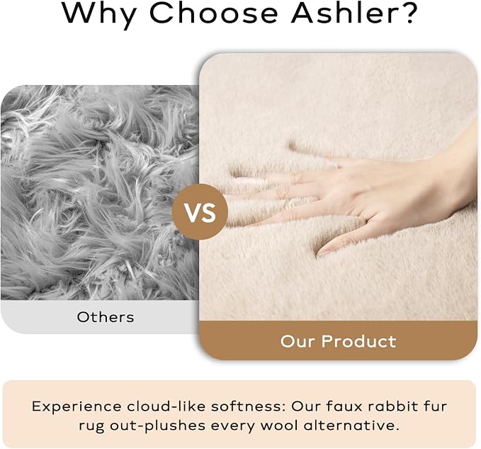 Ashler Faux Fur Rug, Upgraded Soft Faux Rabbit Fur, 2 x 3 Feet, Machine - Image 3