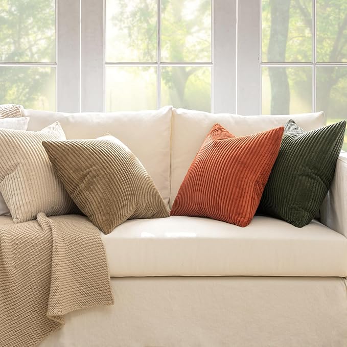 MIULEE Boho Farmhouse Throw Pillow Covers 18x18 Inch Set of 4 Rustic Modern - Image 5