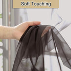 Lecloud Chocolate Sheer Curtains 96 Inches Long 2 Panels, Voile Breathable - Image 3