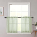 Kitchen Curtains 24 Inch Length Tier 2 Pieces, Light Green Sheer Curtain Solid by WelvetBLK