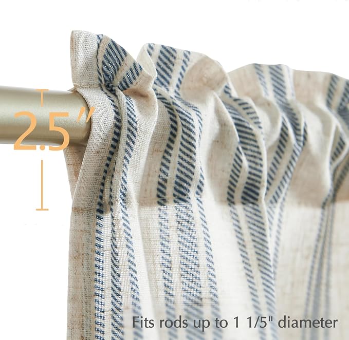 jinchan Striped Valance Farmhouse Window Treatment Linen Textured Drapes - Image 7