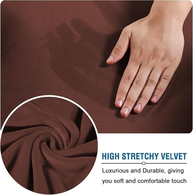H.VERSAILTEX Real Velvet Plush 3 Piece Stretch Sofa Covers Couch Covers - Image 5