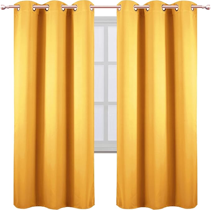 LEMOMO Yellow Thermal Blackout Curtains/42 x 72 Inch/Set of 2 Panels Room - Image 2