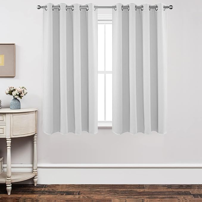 Joydeco White Curtains 63 Inches Long 2 Panels Set, Thermal Insulated Long by JOYDECO