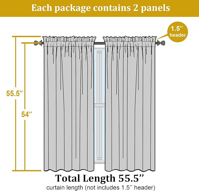 OWENIE Aqua Sheer Curtains for Bedroom Living Room 54 Inch Length 2 Panels Set - Image 2