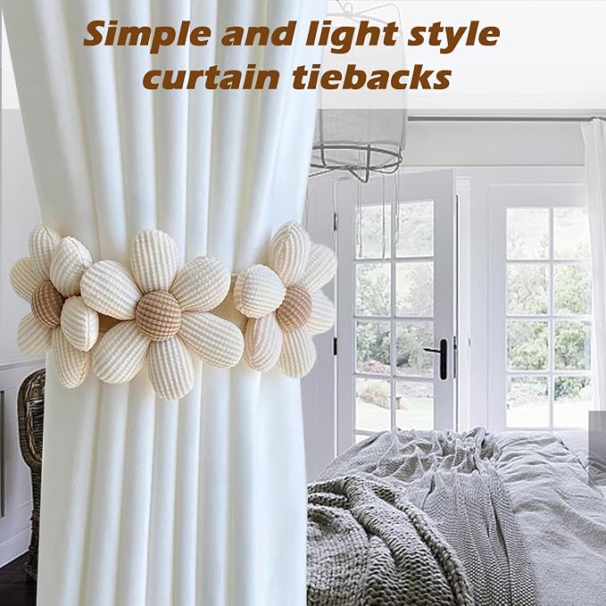 SRG Sunflower Curtain Tiebacks-2 Pack | Daisy Curtain Holdbacks Three Flower | - Image 6