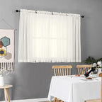 Chyhomenyc Ivory Sheer Window Curtain Panels 45 Inch, Light Filtering Solid - Image 2