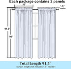 Simplebrand Semi Sheer White Curtains 90 Inches Long 2 Panels, Light Filtering - Image 2