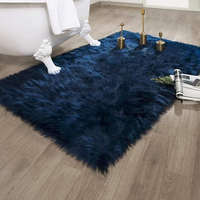 Ashler faux fur rug, Fluffy Shaggy Area Rug Ultra Soft 3 x 5 Feet Rectangle Fur - Image 4