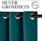 NICETOWN Teal Blackout Cafe Faux Silk Curtains - Image 2