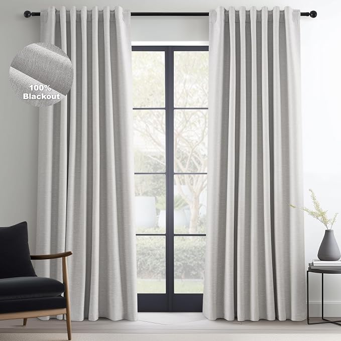 Topfinel 100 Inch Long Black Out Custom Drapery Panels, Light Grey Blackout by Topfinel