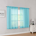 Simplebrand Aqua Short Sheer Curtains 45 Inch Length by Simplebrand