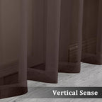 OVZME Brown Sheer Curtains 108 Inches Long, Light Filtering Semi Transparent - Image 5