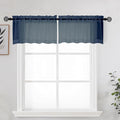 OWENIE Navy Blue Sheer Kitchen Valance by OWENIE