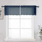 OWENIE Navy Blue Sheer Kitchen Valance by OWENIE
