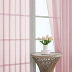 OWENIE Blush Sheer Curtain 90 Inches Long 2 Panels Set, Solid Filmy Drapes - Image 4