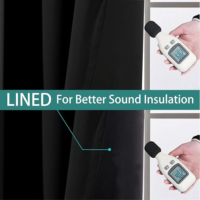 Yakamok 100% Blackout Sliding Door Curtains, Thermal Insulated Grommet Full - Image 5