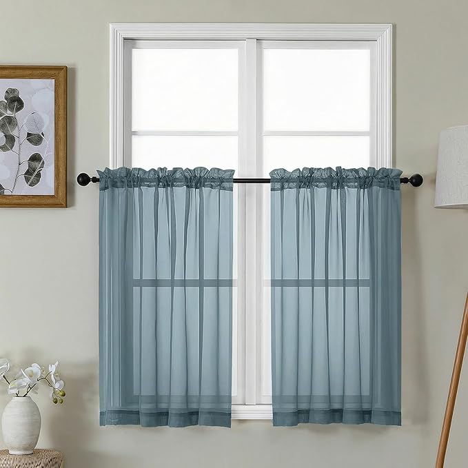 Gwine Short Kitchen Sheer Curtains 36 Inch Length by Gwine