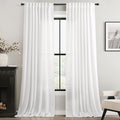 Long White Curtain 108 inches Long 2 Panels Set Back Tab Light Filtering Cotton by Jolilight