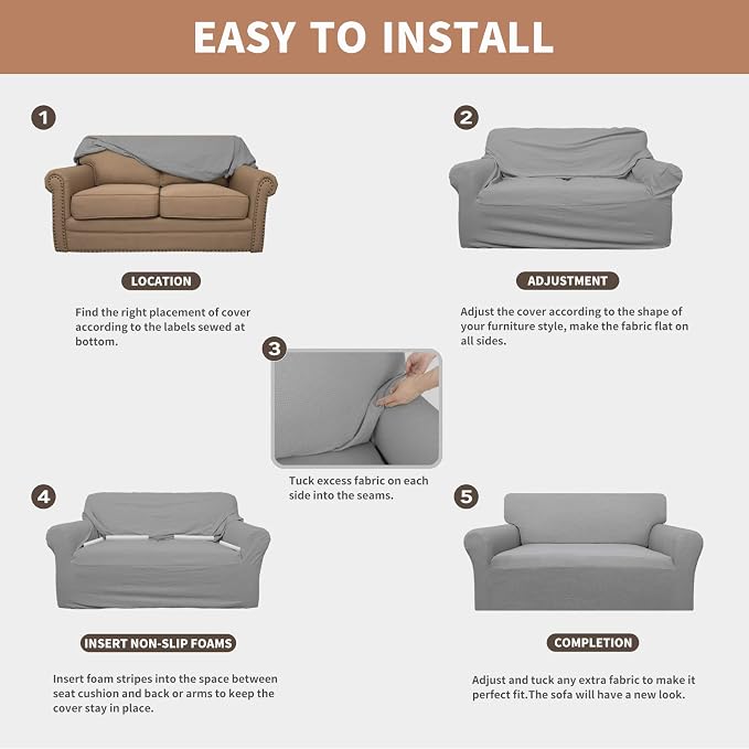 Easy-Going 100% Waterproof Loveseat Couch Cover, Dual Waterproof Sofa Cover - Image 5