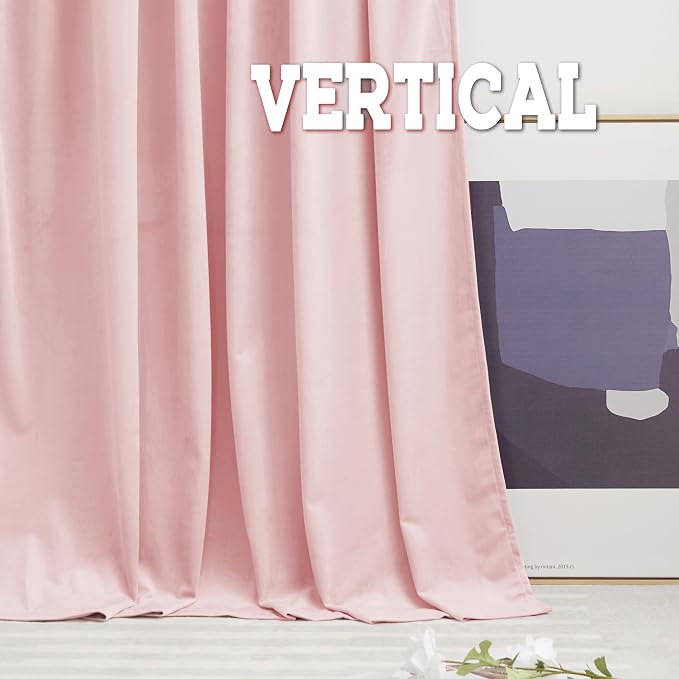 RYB HOME Pink Velvet Curtains 84 inches, Back Tab Soft Fabric Room Darkening - Image 5