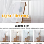 Gwine White Sheer Curtains 68 Inches Long 2 Panels Set, Light Filtering Sheer - Image 5