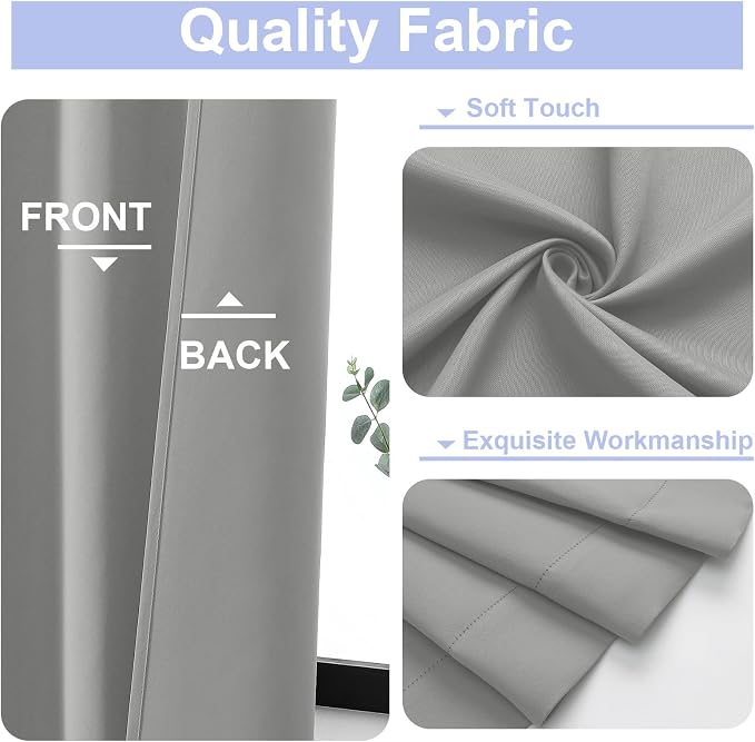 Simplebrand Ava Silver Grey Short 24 Inches Blackout Curtain 2 Panels Set - Image 3