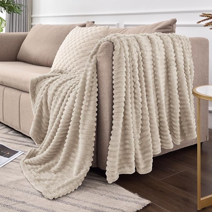 BEDELITE Fleece Blanket Twin Size – 3D Ribbed Jacquard Soft and Warm Decorative - Image 7