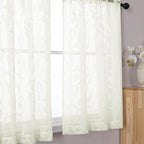 OWENIE Furman Cafe Curtains 30 Inch Length 2 Panels Set, Elegant Geometric by OWENIE