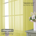 Simplebrand Lemon Sheer Curtains 84 Inches Long, Light Filtering Rod Pocket - Image 3
