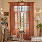 WAZZIO Boho Lace Curtains 84 Inches 2 Panel, Light Filtering Privacy Tassel & - Image 2