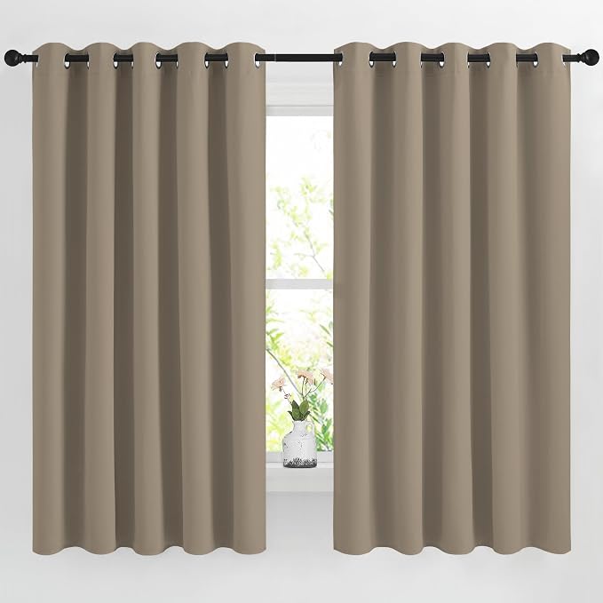 NICETOWN Taupe Window Treatments 66 inch Length 2 Panels Set, Grommet Blackout by NICETOWN