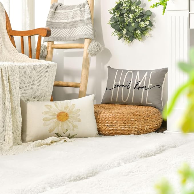 AVOIN colorlife Home Sweet Home Spring Summer Flowers Throw Pillow Covers - Image 5