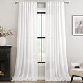 White Curtains 105 inches Long 2 Panels Back Tab Light Filtering Cotton by Jolilight