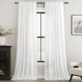 Extra Long White Curtain 144 inches Long 2 Panels Set Back Tab Light Filtering by Jolilight