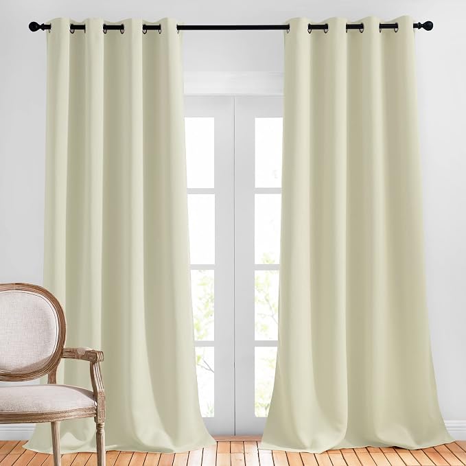 NICETOWN Room Darkening Beige Curtains 102 inches Long 2 Panels Burg, Grommet by NICETOWN